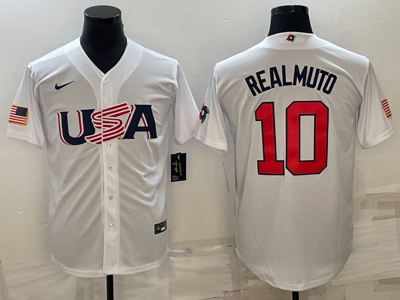 Men 2023 World Cub USA #10 Realmuto White Nike MLB Jersey12->more jerseys->MLB Jersey